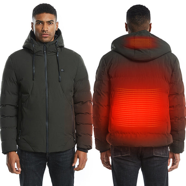 New Men Smart Winter Cotton USB Electric Heated Jackets