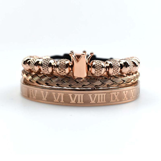 Pulseiras Roman Royal Crown Stainless Steel Geometry Bracelet