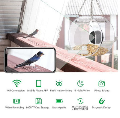 Bird Feeder For Outdoor With High-definition Camera Click One And Done