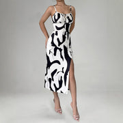 Slim Lace-up Printed Summer Dress