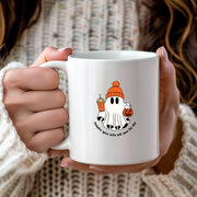 Pumpkin Spice Ghost – Cozy Halloween Glossy Mug