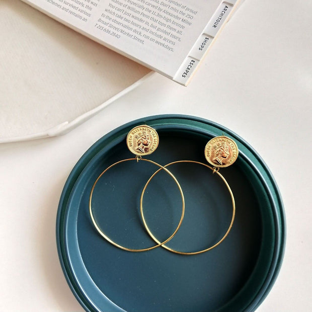 INS Style Queen's Big Circle 925 Sterling Silver Earings