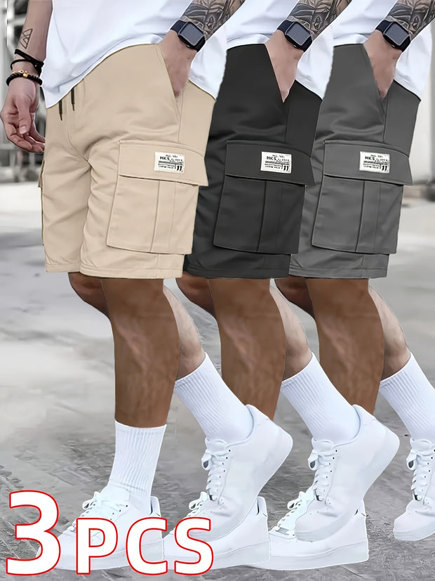 Polyester Fashion Cargo Shorts 3pk