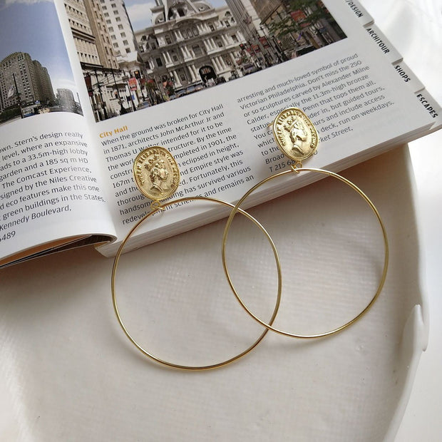 INS Style Queen's Big Circle 925 Sterling Silver Earings