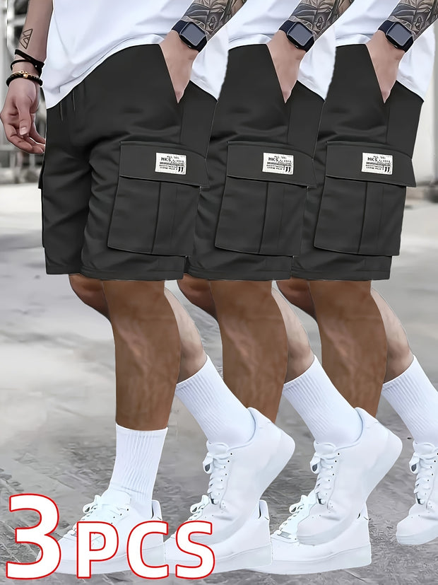 Polyester Fashion Cargo Shorts 3pk