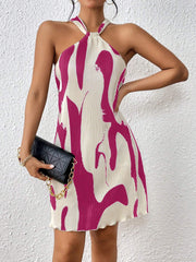 Women's Elegant Pleated Halter Mini Dress