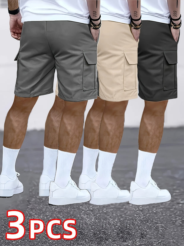 Polyester Fashion Cargo Shorts 3pk
