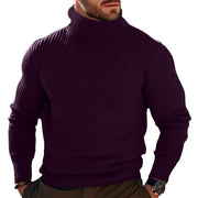Men's Autumn/Winter Turtleneck Solid Color Striped Sweater