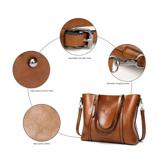 Oil Wax Leather Business Bag for Women Click One And Done