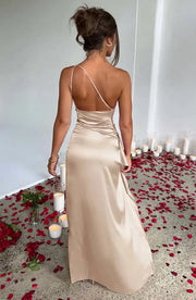 Satin One-Shoulder Sexy Dress Click One And Done