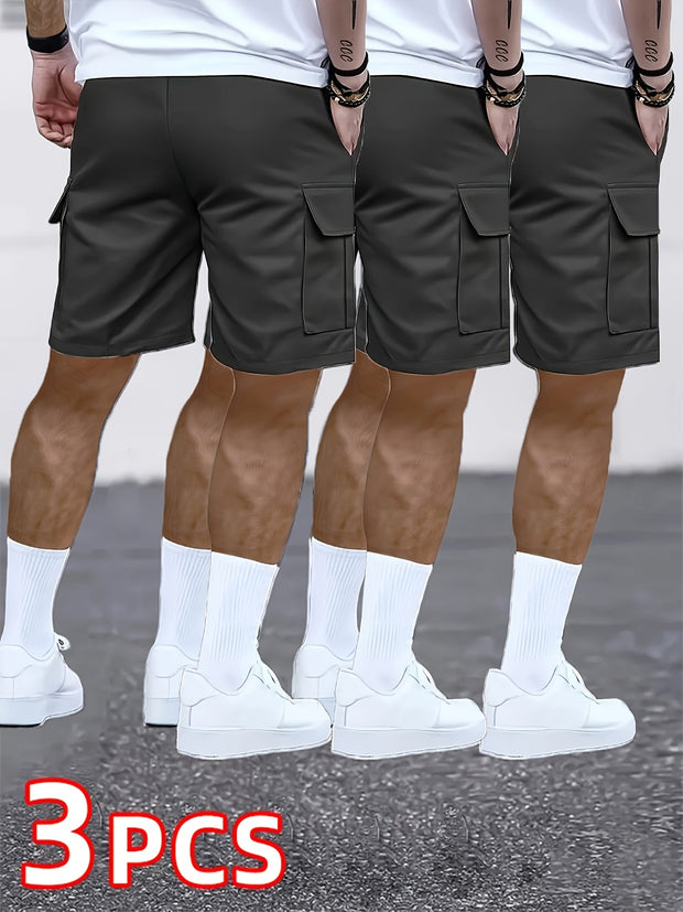 Polyester Fashion Cargo Shorts 3pk