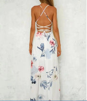 Printed Long Dress with Back Straps Click One And Done