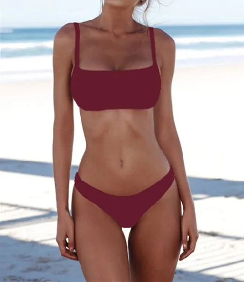 Solid Sexy Bikini Set Women's Two-Piece Swimwear Click One And Done