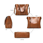 Oil Wax Leather Business Bag for Women Click One And Done