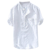 Summer New Men's Solid Color Short-Sleeved T-shirt Cotton And Linen Led Casual Men's T-shirt Shirt Male Breathable Top