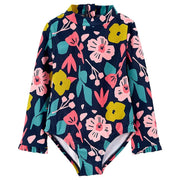 Girls Long Sleeve Back Zipper Swimsuit