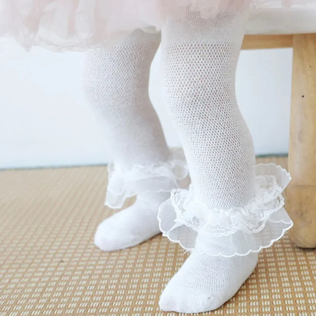 Babies to Toddlers Pantyhose Tights With Lace Bow Flower Click One And Done