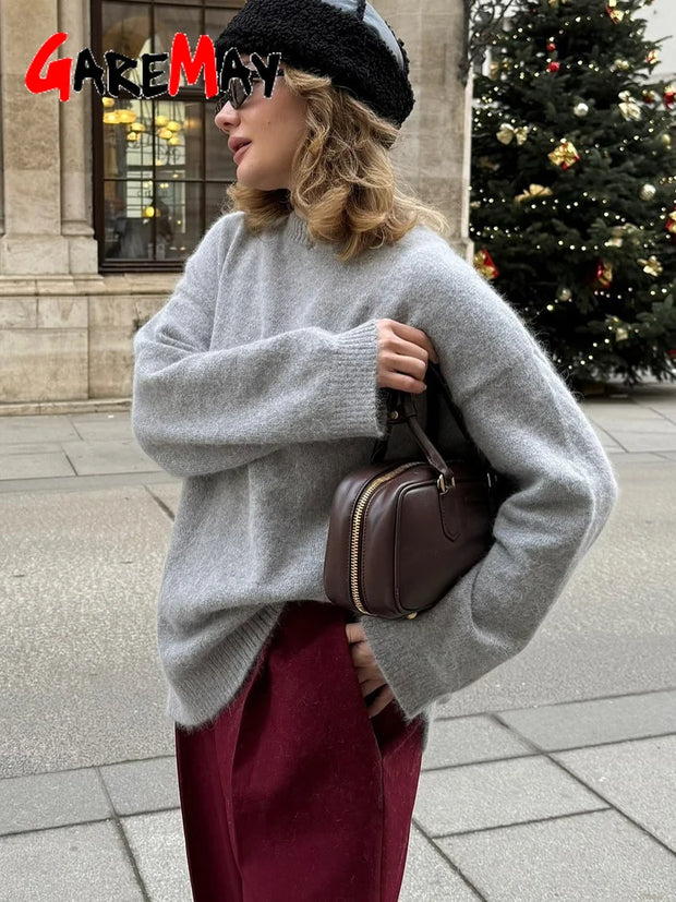 Women's Knitted Oversize Mohair Wool Sweater