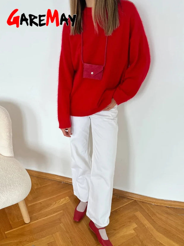 Women's Knitted Oversize Mohair Wool Sweater