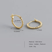 925 Sterling Silver Bead Circle Hoop Earrings