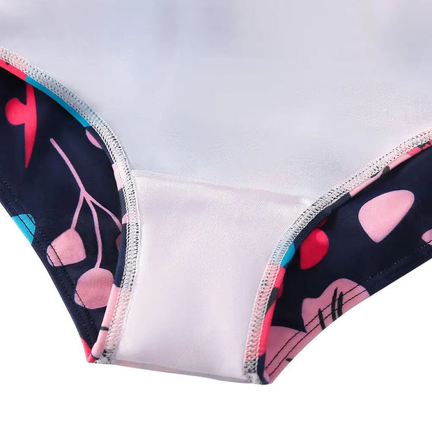 Girls Long Sleeve Back Zipper Swimsuit