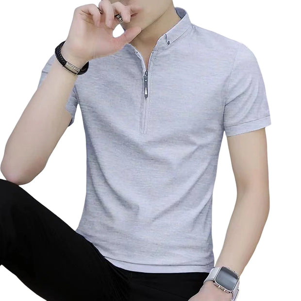 Summer New Men's Solid Color Short-Sleeved T-shirt Cotton And Linen Led Casual Men's T-shirt Shirt Male Breathable Top