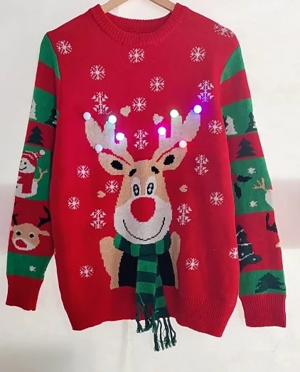 Women's Cute Deer Sweater with LED Light