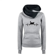 Women's Sweatshirts Versatile Hoodies Cat Print Double Collar