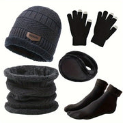 Men's 5 PC, Scarf, Gloves, Neckline, Plus Knit Hat and Socks