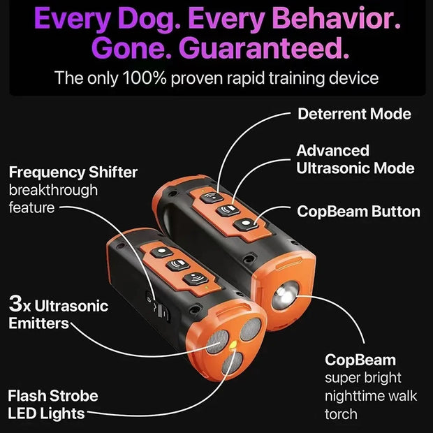 Ultrasonic Rechargeable Dog Training Device With LED Flashlight