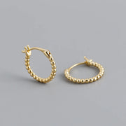 925 Sterling Silver Bead Circle Hoop Earrings