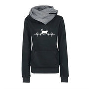 Women's Sweatshirts Versatile Hoodies Cat Print Double Collar