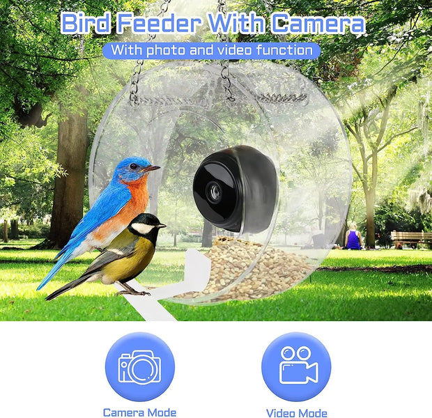 Acrylic Smart Bird Feeder with 1080p Night-Version Click One And Done