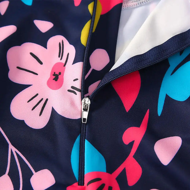 Girls Long Sleeve Back Zipper Swimsuit