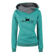 Women's Sweatshirts Versatile Hoodies Cat Print Double Collar