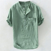 Summer New Men's Solid Color Short-Sleeved T-shirt Cotton And Linen Led Casual Men's T-shirt Shirt Male Breathable Top