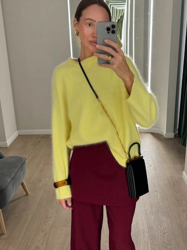 Women's Knitted Oversize Mohair Wool Sweater