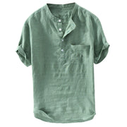 Summer New Men's Solid Color Short-Sleeved T-shirt Cotton And Linen Led Casual Men's T-shirt Shirt Male Breathable Top