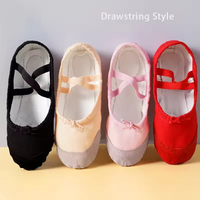 Girls and Ladies Drawstring Ballet Shoes