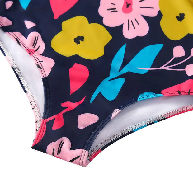 Girls Long Sleeve Back Zipper Swimsuit