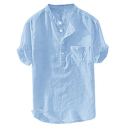Summer New Men's Solid Color Short-Sleeved T-shirt Cotton And Linen Led Casual Men's T-shirt Shirt Male Breathable Top