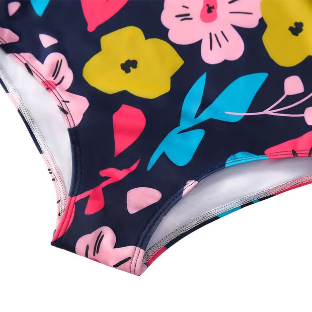 Girls Long Sleeve Back Zipper Swimsuit
