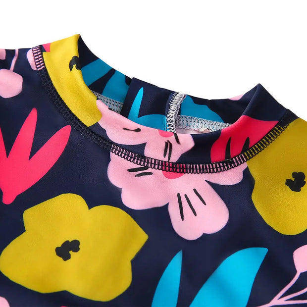 Girls Long Sleeve Back Zipper Swimsuit