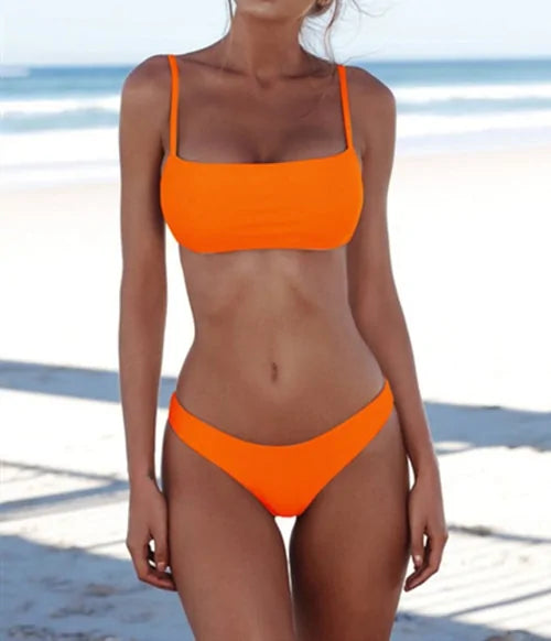 Solid Sexy Bikini Set Women's Two-Piece Swimwear Click One And Done