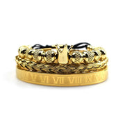 Pulseiras Roman Royal Crown Stainless Steel Geometry Bracelet