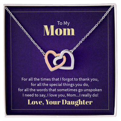 Interlocking Hearts Necklace - For Mom From Daughter Click One And Done