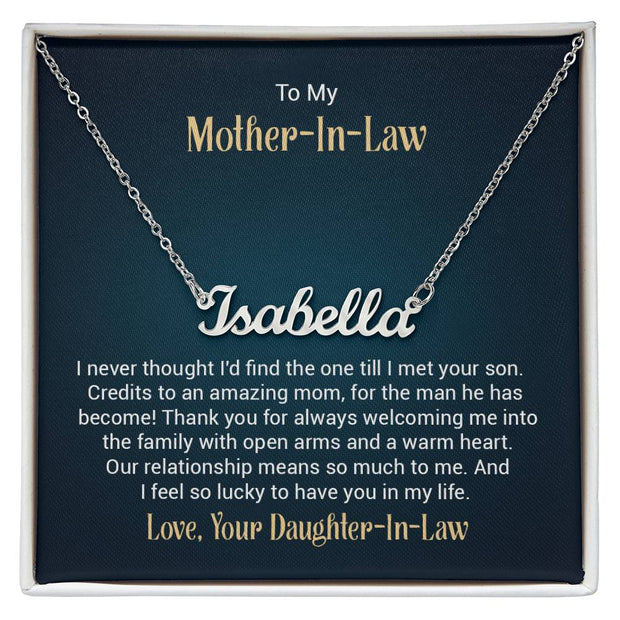 Custom Name Necklace w/ Message Card - For Mother-in-Law Click One And Done