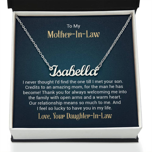 Custom Name Necklace w/ Message Card - For Mother-in-Law Click One And Done