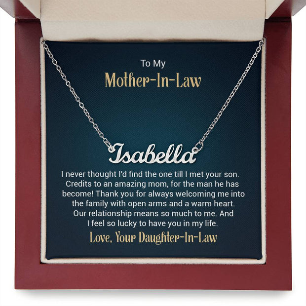 Custom Name Necklace w/ Message Card - For Mother-in-Law Click One And Done