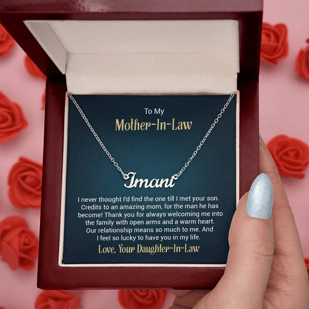 Custom Name Necklace w/ Message Card - For Mother-in-Law Click One And Done